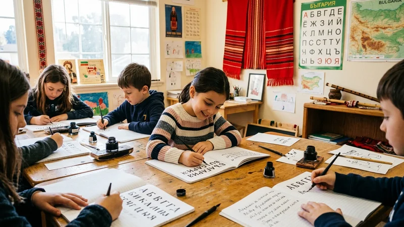 Bulgarian cultural and educational center classroom in the Bay Area hosting autumn bilingual heritage and literature workshops