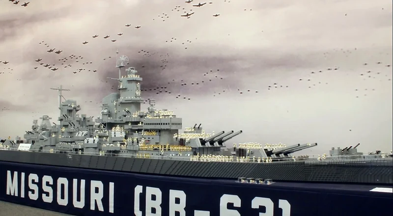 A 26-foot-long LEGO model of the USS Missouri battleship created by builder Dan Siskind.