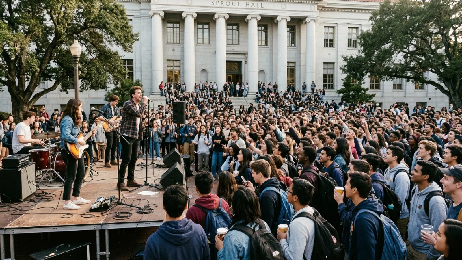 UC Berkeley Students Gather on Upper Sproul Plaza for ASUC SUPERB Votechella Concert Ahead of Nov. 3 Election