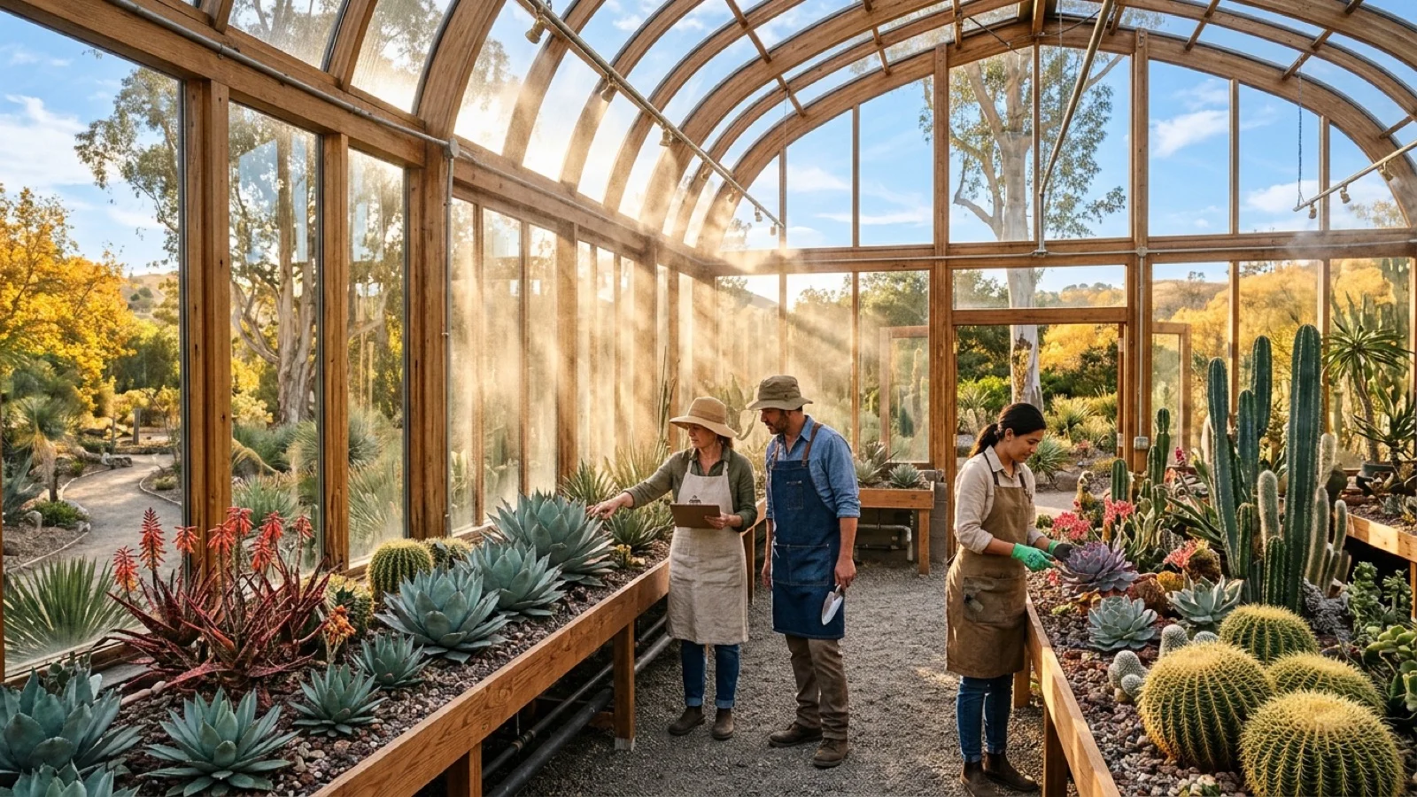 Ruth Bancroft Garden and City of Walnut Creek Open Solar Arid Propagation Conservatory and Rainwater Cistern on Bancroft Road