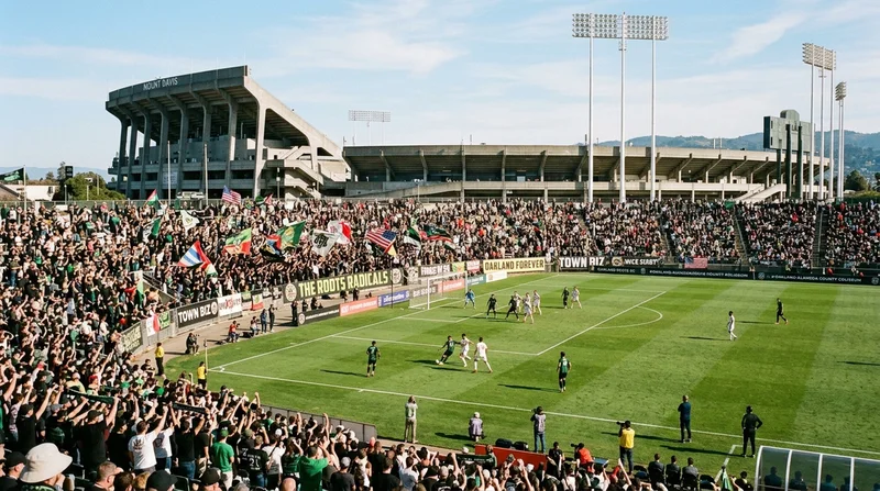 Oakland Coliseum soccer match in the East Bay as Oakland Roots SC surges into the USL Championship playoffs.