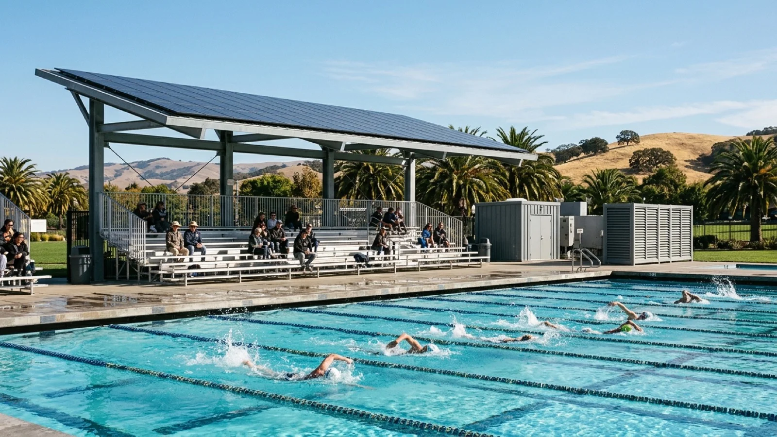 City of San Ramon Commissions Electric Heat-Pump Pool Heaters and Solar Spectator Canopies at Olympic Pool and Aquatic Park