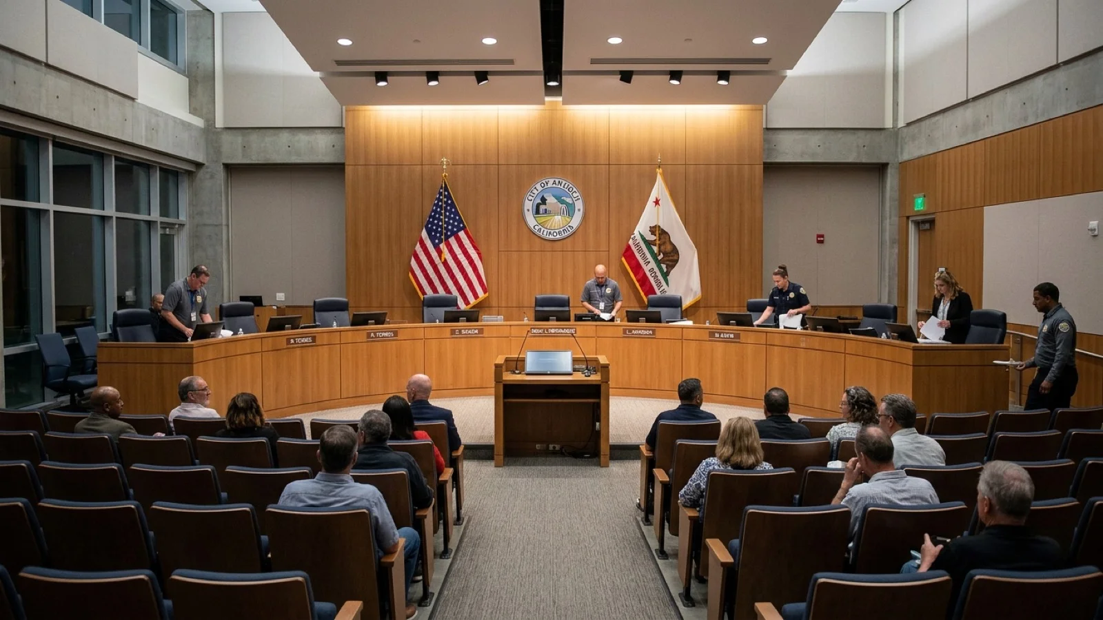 Antioch City Council chambers where municipal officials accepted the state traffic safety enforcement grant