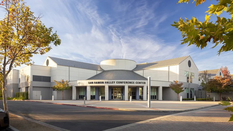 Exterior entrance of the San Ramon Valley Conference Center at 3301 Crow Canyon Road in San Ramon, California