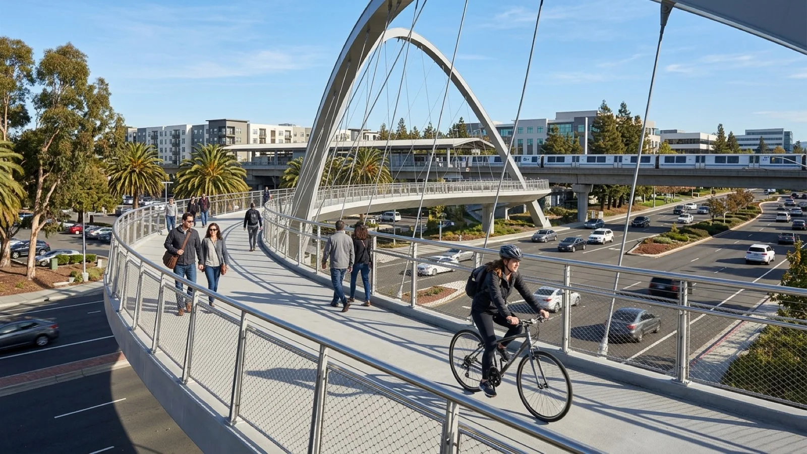 Pedestrian trail overcrossing and protected regional open space within the East Bay Regional Park District network