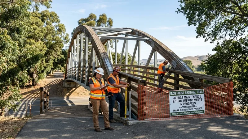 Iron Horse Regional Trail bridge corridor where East Bay park district completed structural resurfacing and approach upgrades