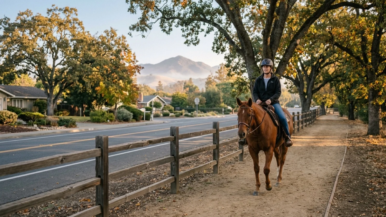 Multi-use equestrian and pedestrian pathway corridors along scenic Danville Boulevard in Alamo