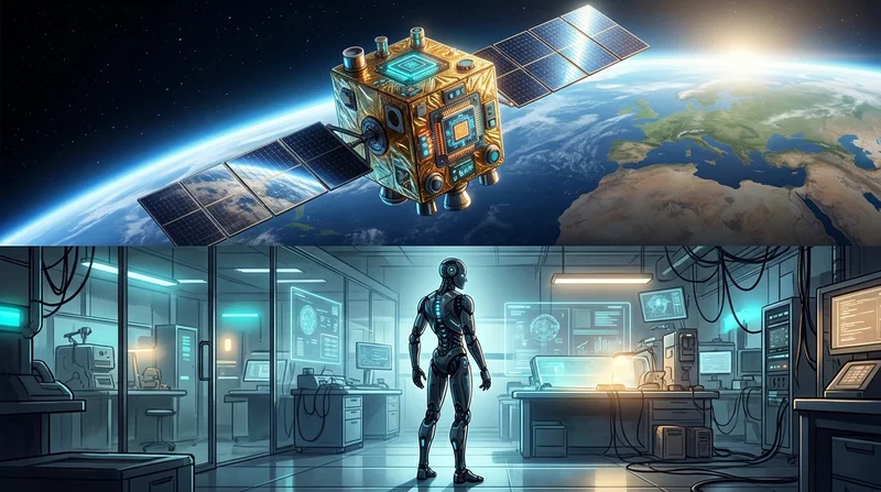 Solar-powered orbital AI satellite with Tensor Processing Units and humanoid robotics