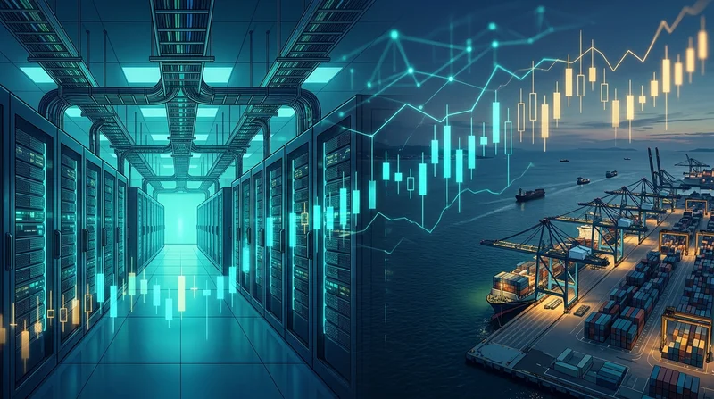 High-density AI GPU server racks and global semiconductor trade analytics