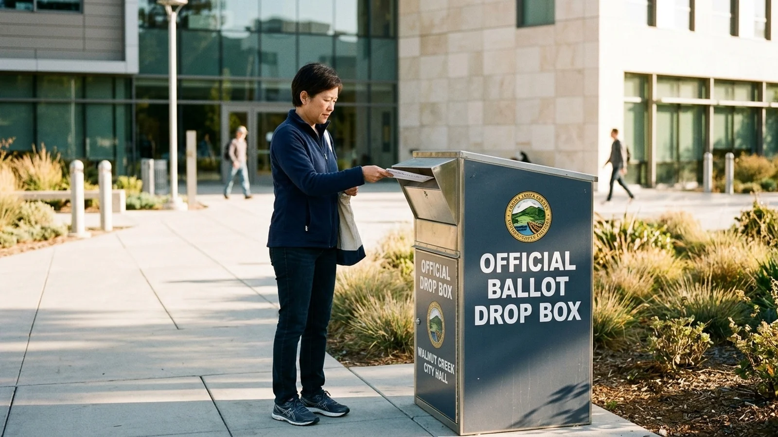Official county voter ballot drop box and certified election processing facility where California election security protocols were verified